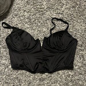 Garage Black Bustier Crop Top with Adjustable Straps